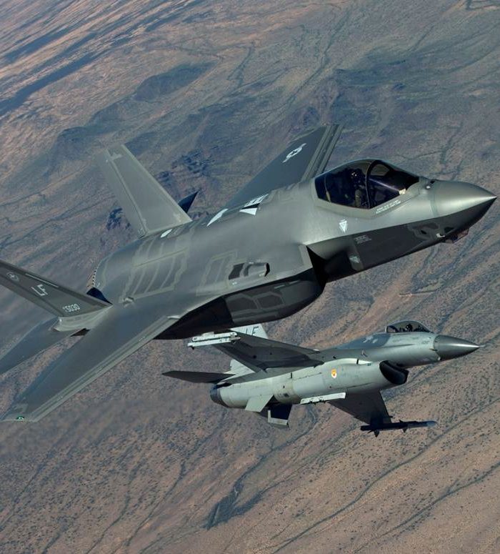 F-35 and F-16 in flight